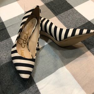 Sam Edelman Black & White Striped Pointed Pumps